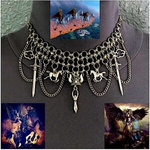 "Ride of the Valkyries #3" Handmade Gothic Warrior Silver Choker Necklace Viking